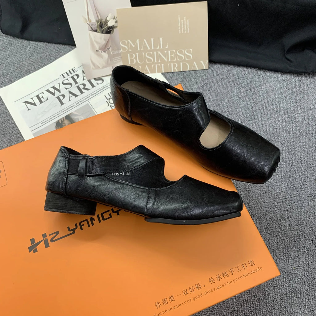 Women's Mary Jane Chunky Heel Pumps – Square Toe Slip-On Mary Jane Pumps Axl balck 2.5CM 38