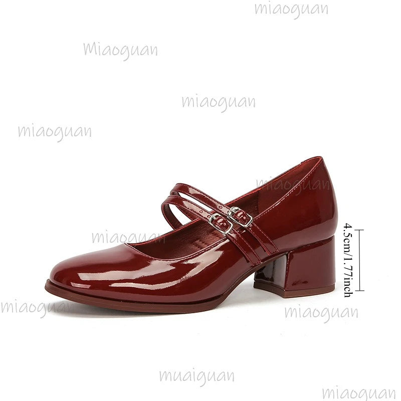 Vintage Mary Jane Block Heel Shoes – Women's Elegant Party Flats Mary Jane Heels Axl