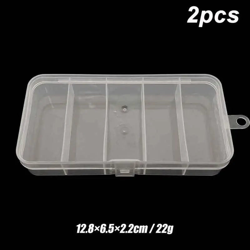 2-Pack 5-Grid Fishing Tackle Box – Portable Bait Storage Case Fishing Tackle Box Axl White