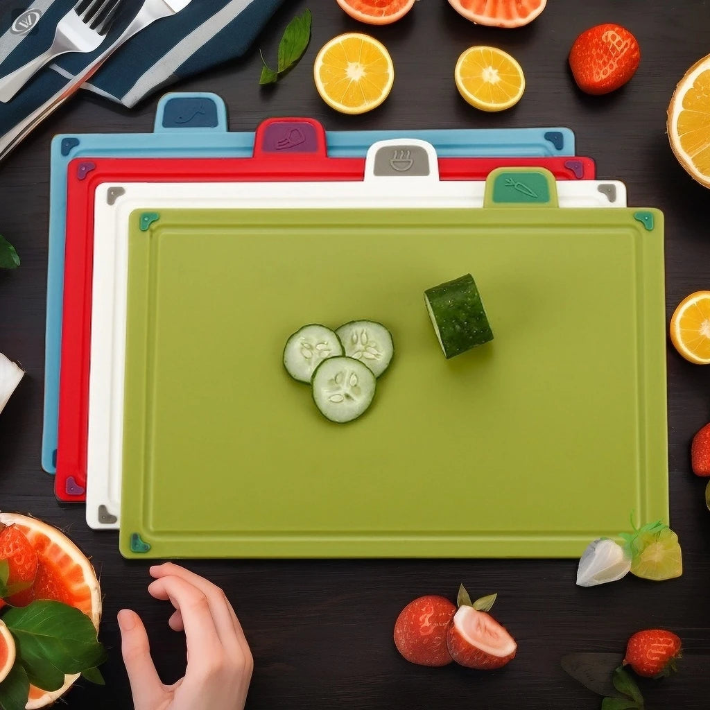 4-Piece Cutting Board Set with Holder – Non-Slip & Colour-Coded Cutting Board Set Axl