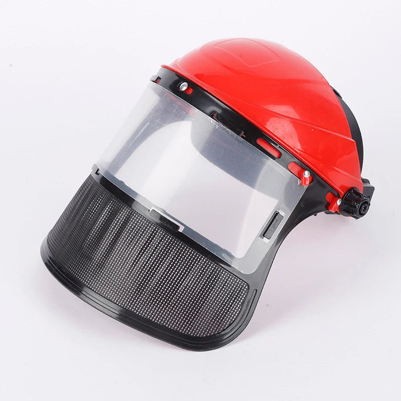 Safety Helmet Full Face Mesh Mask – Grass Trimmer & Forestry Safety Helmet & Mask Axl red