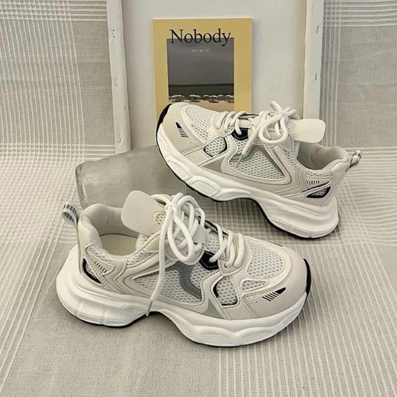 Women's Chunky Sneakers – Breathable Mesh Platform Trainers Platform Sneakers Axl WHITE 40