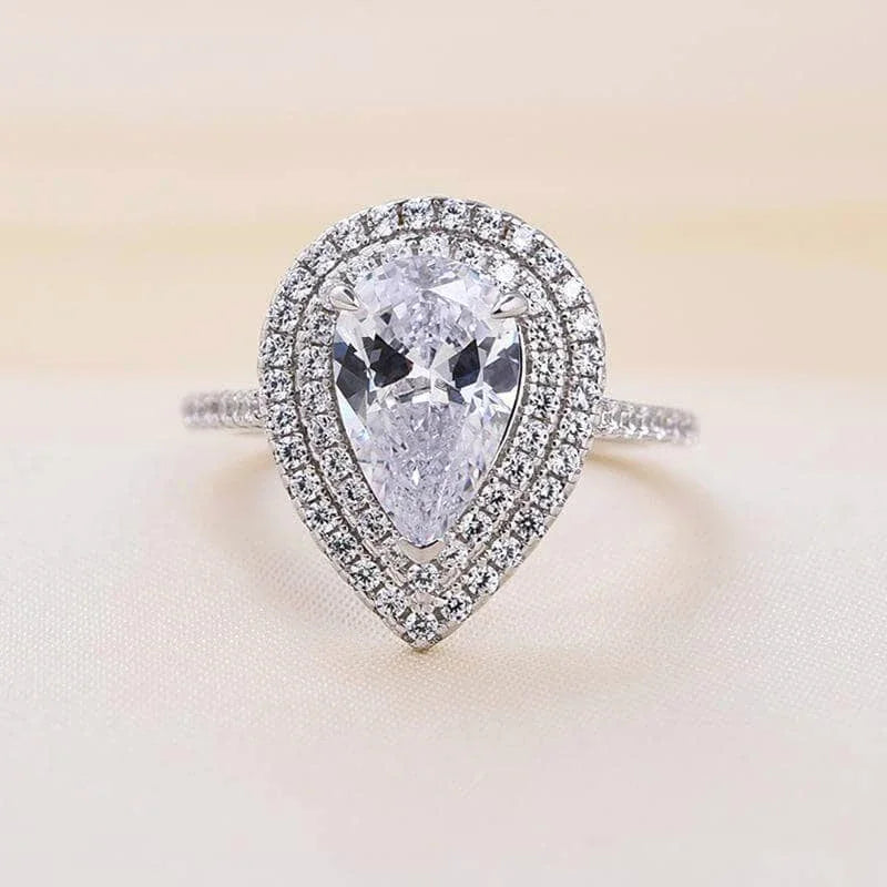 Huitan Pear CZ Bridal Ring Set – Silver-Tone Women's Jewelry Bridal Ring Set Axl