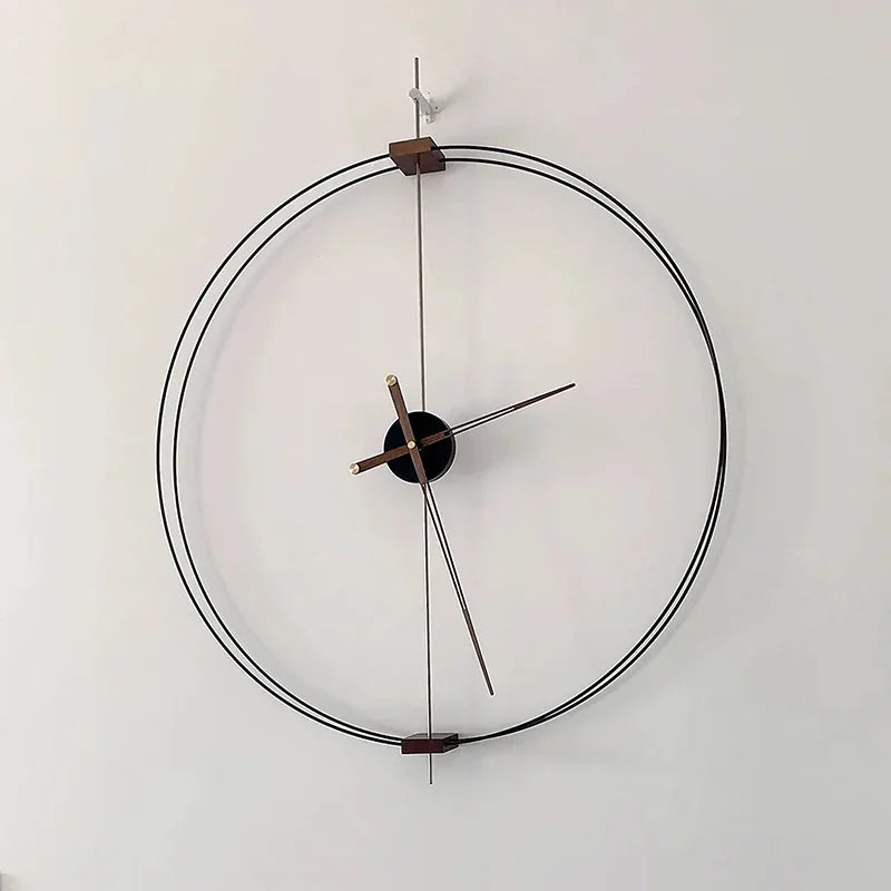 Large 80cm Silent Minimalist Wall Clock – Wood & Metal Hands Wall Clock Axl