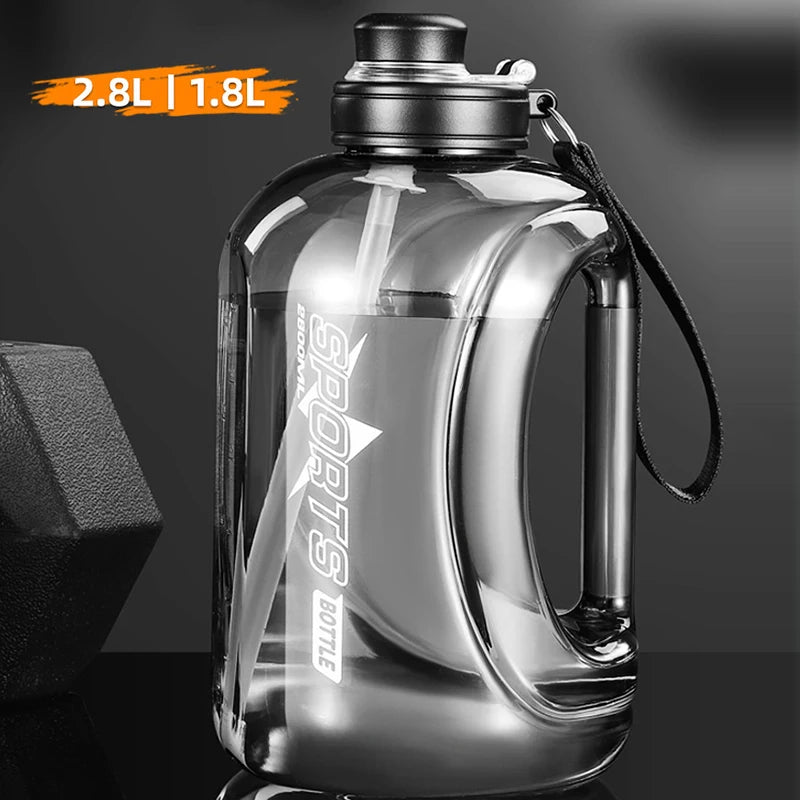 Large Sports Water Bottle 1.8L/2.8L BPA-Free with Straw & Handle Sports Water Bottle Axl
