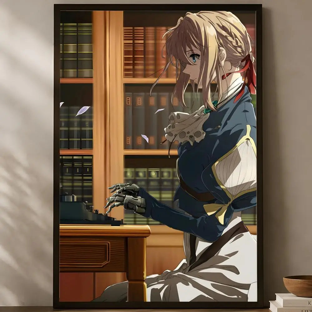 Violet Evergarden Anime Poster – Self-Stick HD Waterproof Wall Art Anime Wall Poster Axl White05 30X40cmNoframe