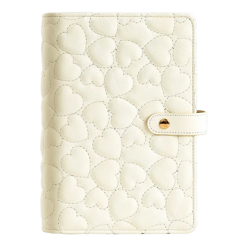 PU Leather Jewelry Storage Book – Zipper Binder & Clear Pockets Jewelry Storage Organizer Axl Beige Heart