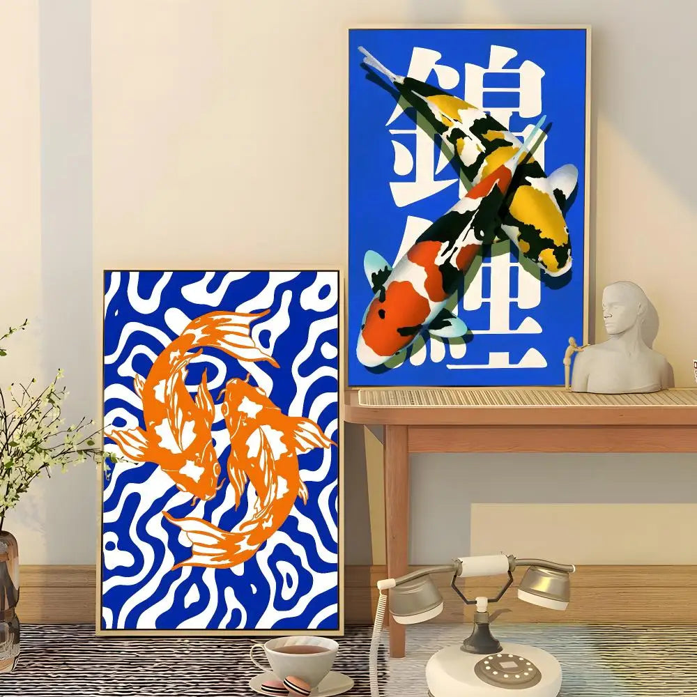 Japanese Koi Fish Waterproof PVC Wall Sticker Poster | Home Décor Wall Sticker Poster Axl
