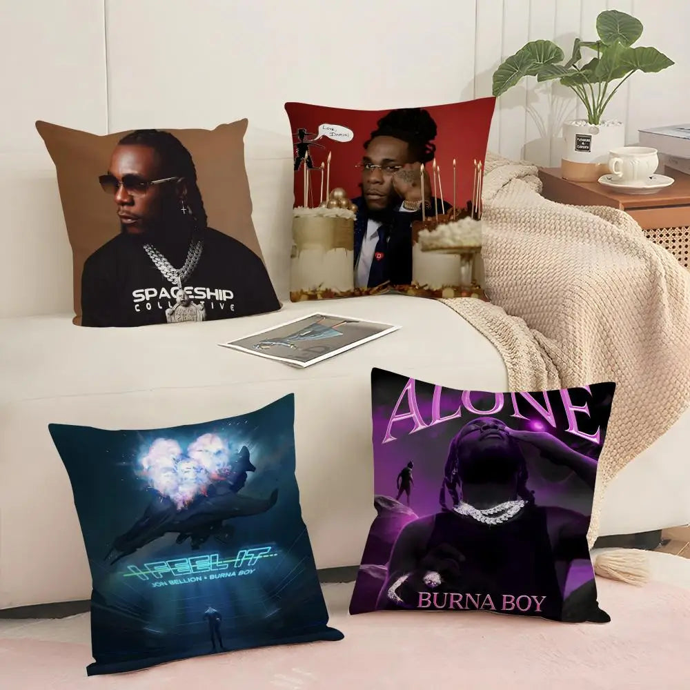 Burna Boy Linen Cushion Cover | Breathable Pillowcase Hidden Zip Decorative Pillow Cover Axl