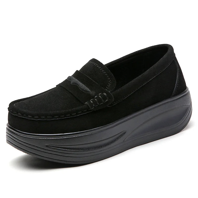 Women's Plus Size Wedge Platform Slip-On Shoes | Soft Sole Wedge Platform Shoes Axl black 41