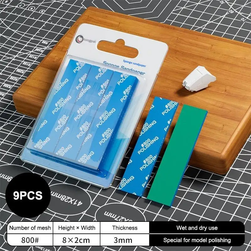 Wet/Dry Sponge Sandpaper Set 9/12 Pcs – #400 to #2000 Grit Sanding & Polishing Kit Axl 800 Mesh