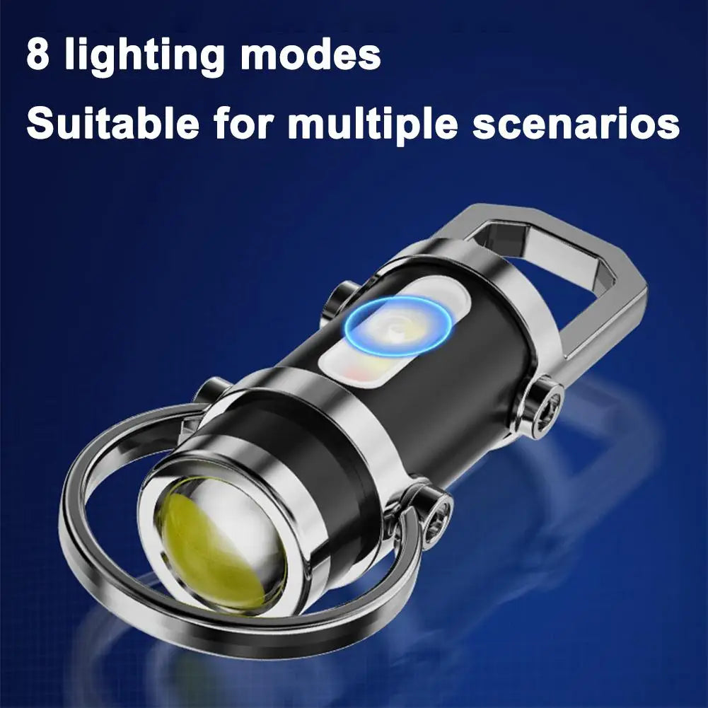 Mini Keychain LED Flashlight – 8 Modes, Power Bank, Type-C Keychain LED Flashlight Axl