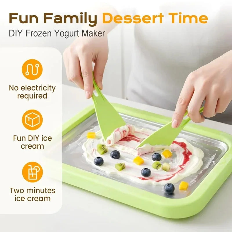 Rolled Ice Cream Maker Pan with 2 Scrapers | DIY Dessert Tray Ice Cream Maker Pan Axl