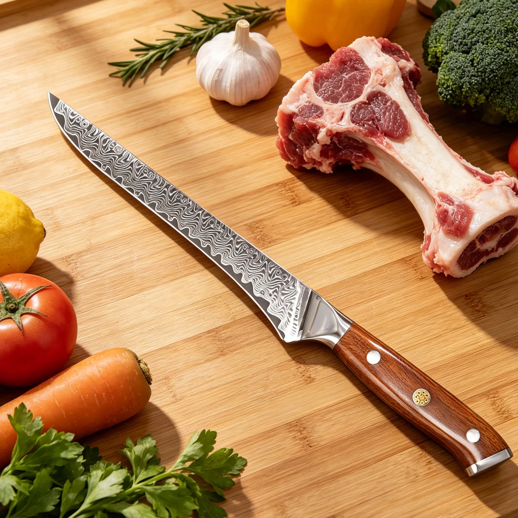 Damascus Steel Boning Knife – Sharp Chef Kitchen Knife Damascus Kitchen Knife Axl Boning Knife