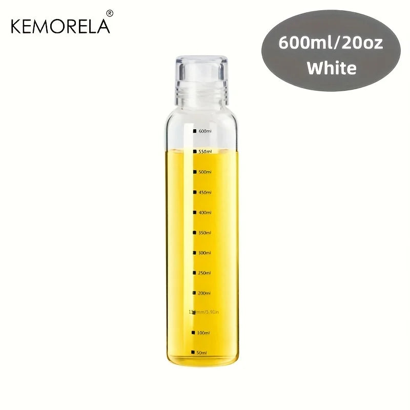 KEMORELA Glass Oil Bottle with Scale 300/450/600ml | Kitchen Glass Oil Dispenser Axl 600ml-White