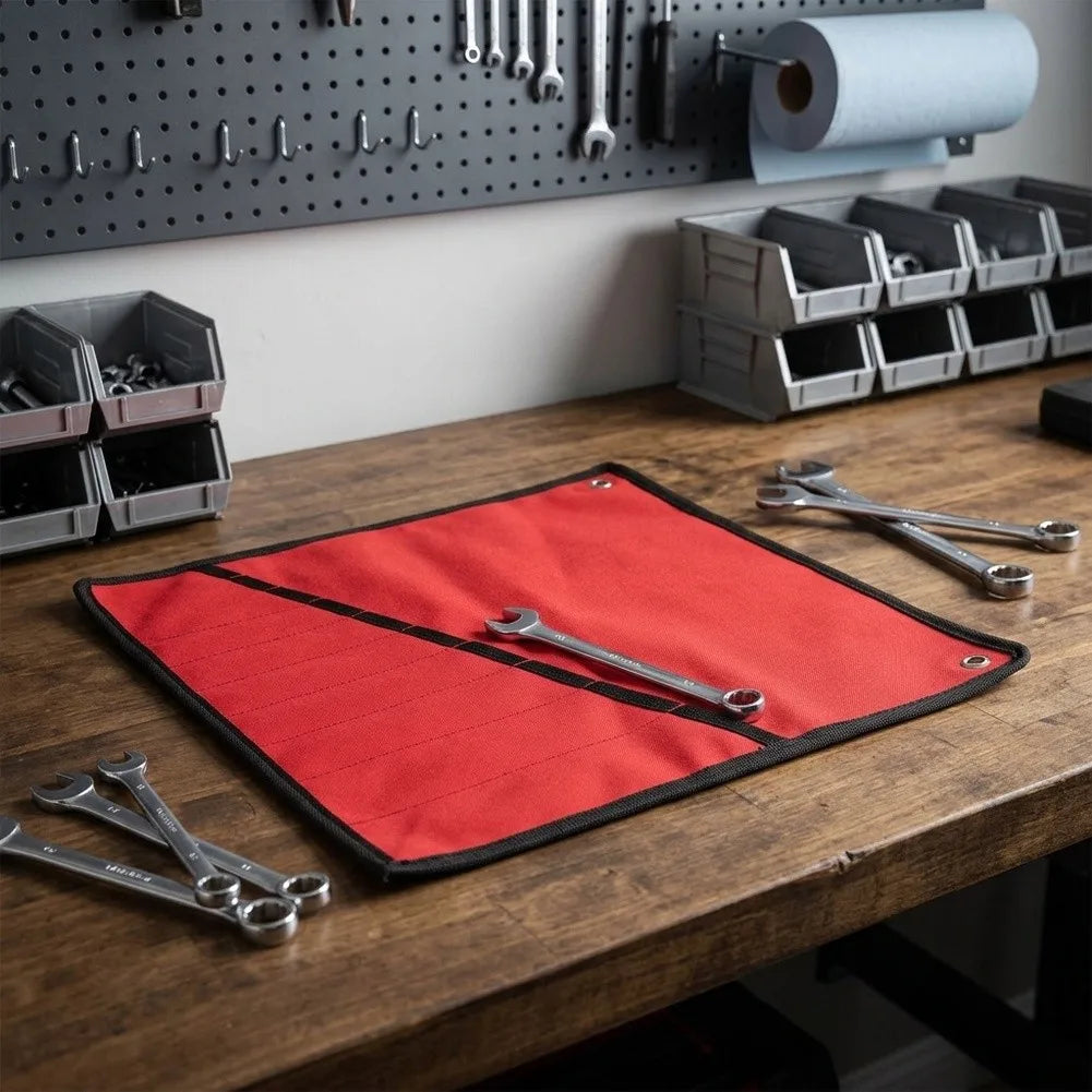 Roll-Up Tool Bag – 10-Pocket Oxford Cloth Wrench Organizer Roll-Up Tool Bag Axl