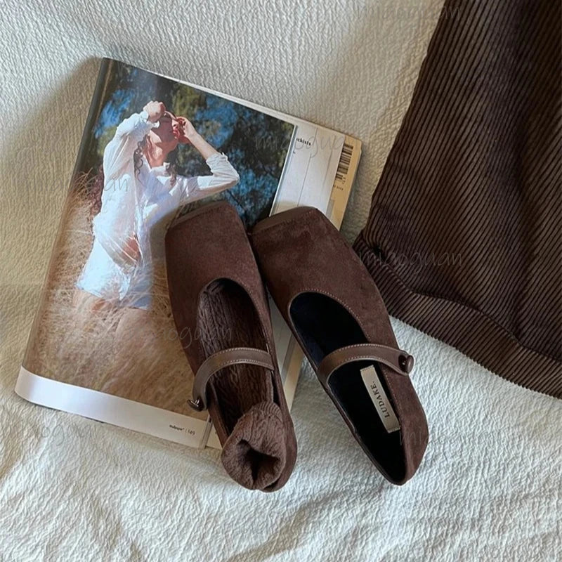 Women's Vintage Mary Jane Ballet Flats – Square Toe Slip-On Women's Ballet Flats Axl
