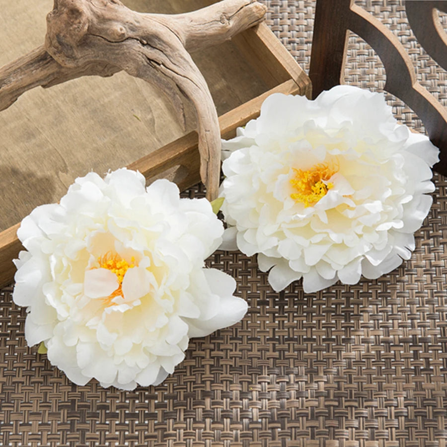10 Pcs Silk Artificial Peony Flower Heads – Wedding & Home Decor Artificial Flower Heads Axl WHITE 10 Pieces