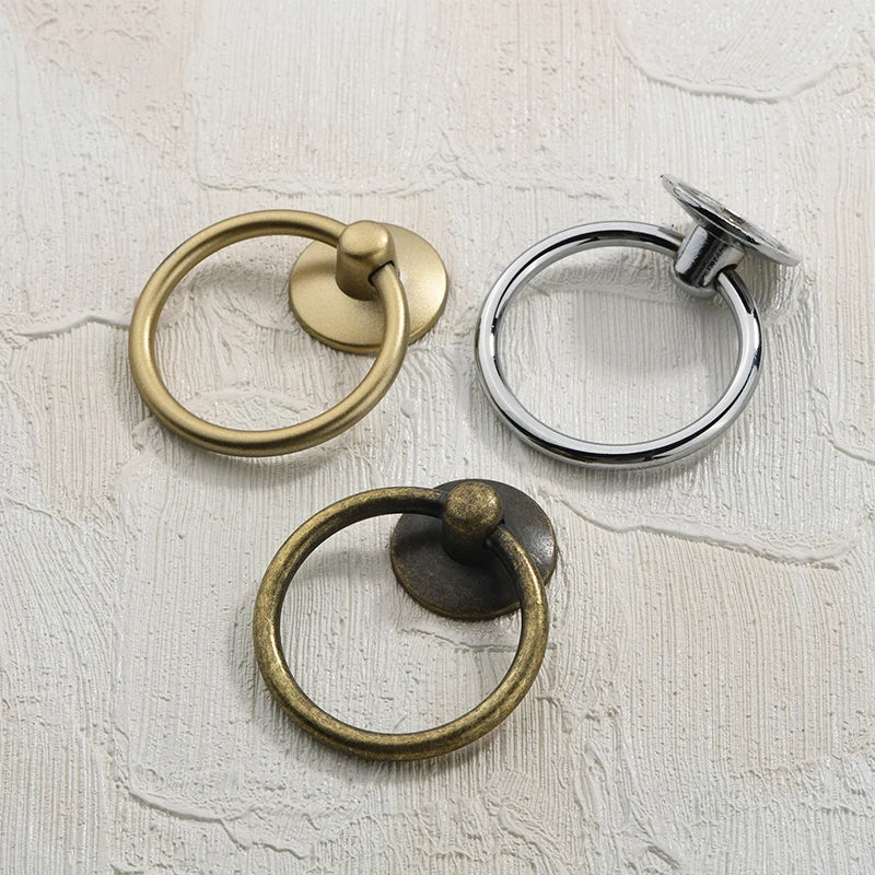 Vintage Round Ring Drawer Pulls – Zinc Alloy Cabinet Knobs 2pc Cabinet Drawer Pulls Axl