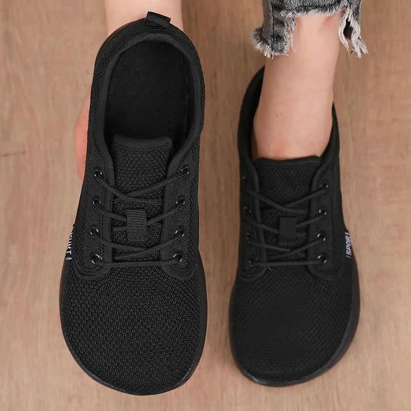 Women's Wide Toe Mesh Knit Sneakers – Breathable Walking Shoes Mesh Knit Sneakers Axl All black 36