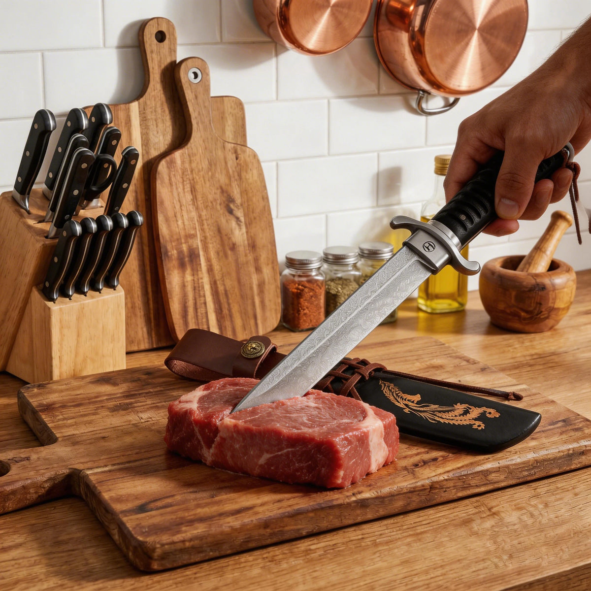 Damascus Chef's Knife – 8" Japanese-Style Kitchen Knife Damascus Kitchen Knife Axl