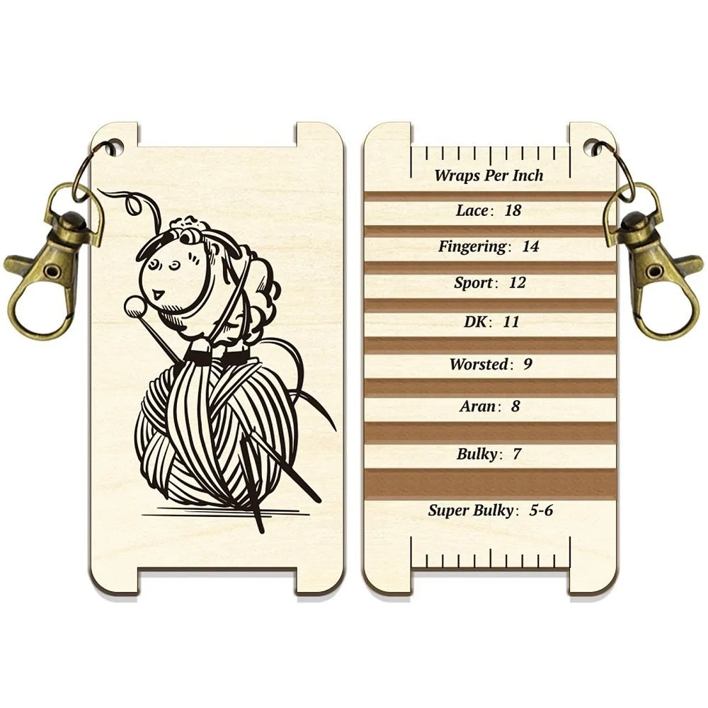 Wooden Sheep Yarn WPI Gauge & Knitting Needle Ruler Tool Yarn Gauge Ruler Axl AECH04-18756
