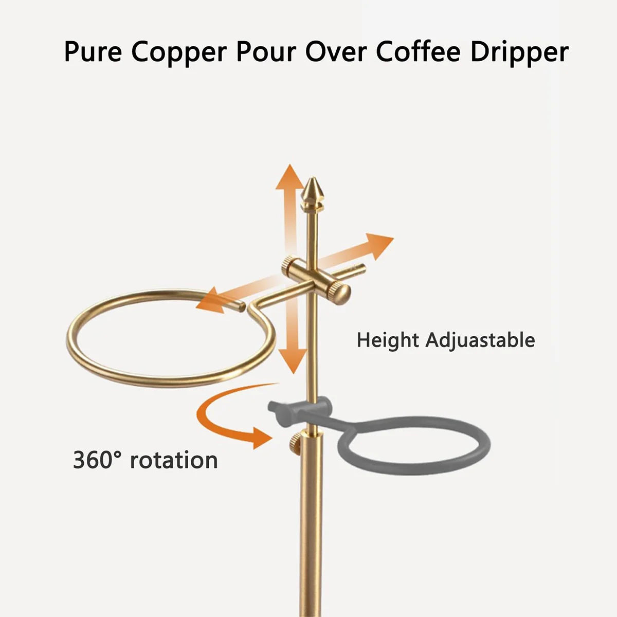 Pure Copper Pour Over Coffee Stand – Height Adjustable Walnut Base Pour Over Coffee Stand Axl