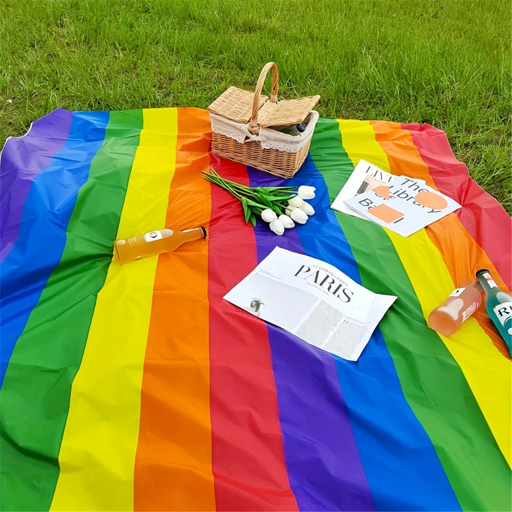 Rainbow Stripe Disposable Tablecloth – Thick Durable PVC Cover Disposable Tablecloth Axl
