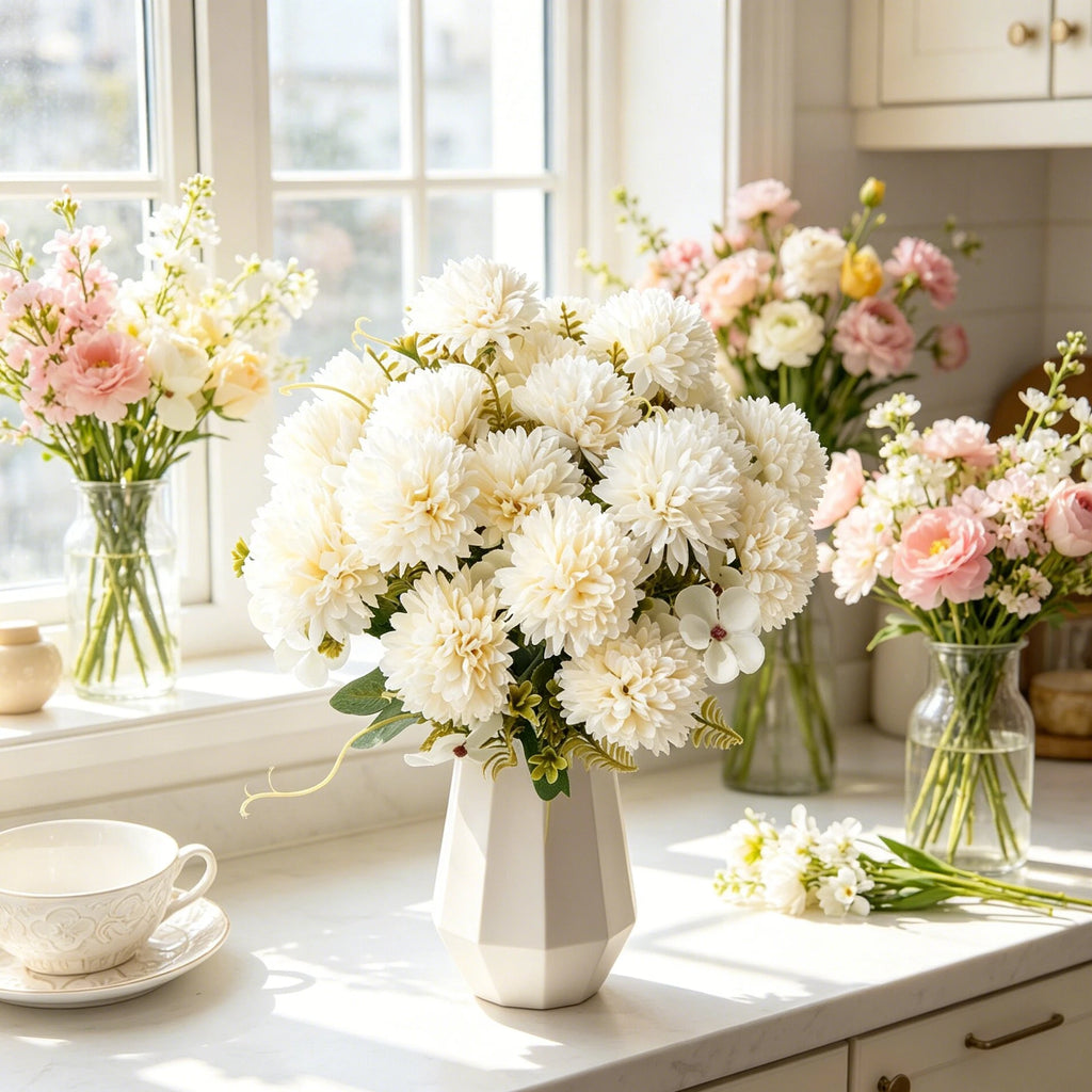 Silk Ball Chrysanthemum Artificial Flowers – Wedding & Home Decor Artificial Silk Flowers Axl