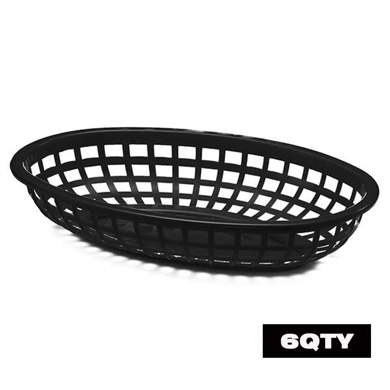 Oval Plastic Food Baskets 6–12 Pcs | Restaurant Serving Trays Food Serving Baskets Axl Black 6pcs