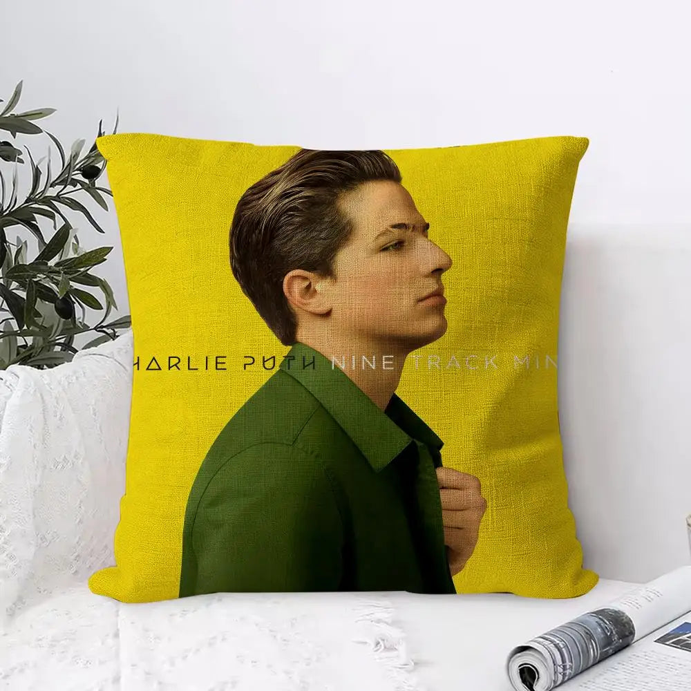 Charlie Puth Linen Cushion Cover – Hidden Zipper Pillowcase Decorative Cushion Cover Axl White1 30X30cm