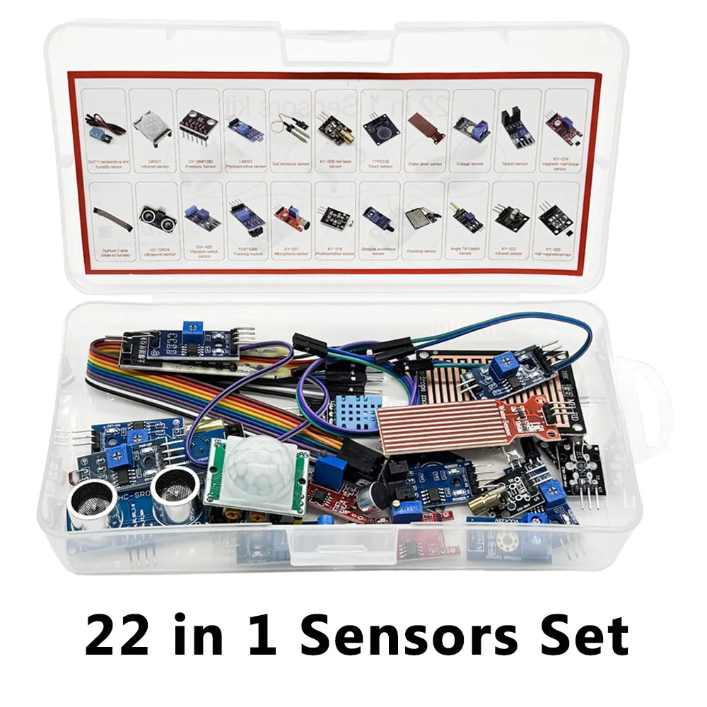 22-in-1 Sensor Modules Starter Kit – Arduino R3 & Raspberry Pi Electronics Starter Kit Axl 22in1 have Box