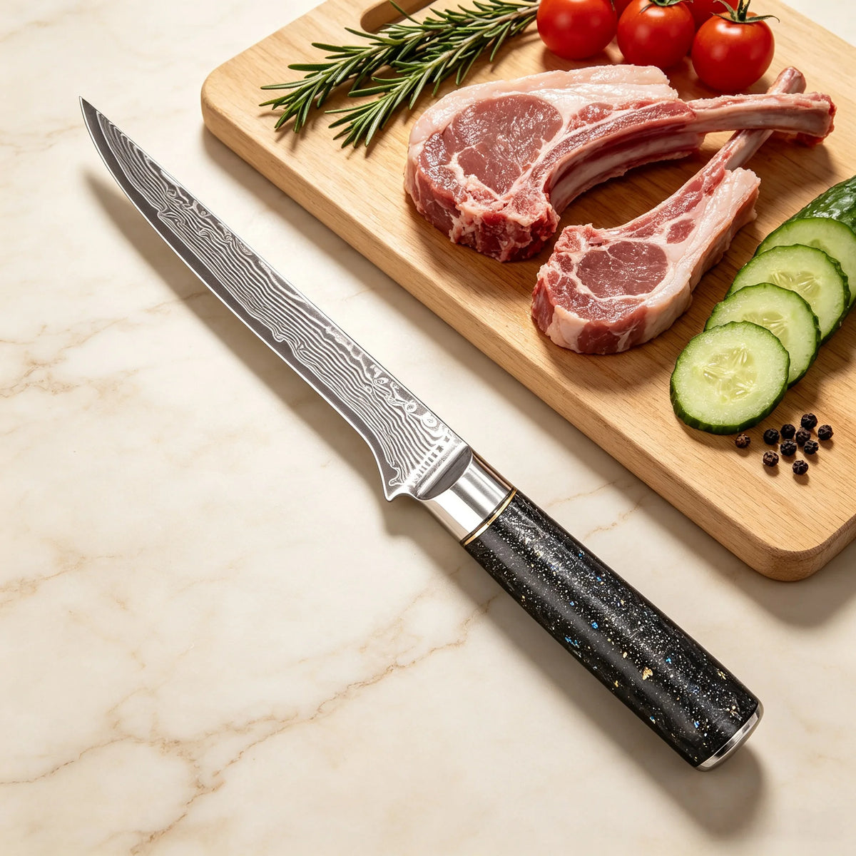 Damascus Steel 67-Layer Boning Knife – Sharp Chef Blade Damascus Boning Knife Axl