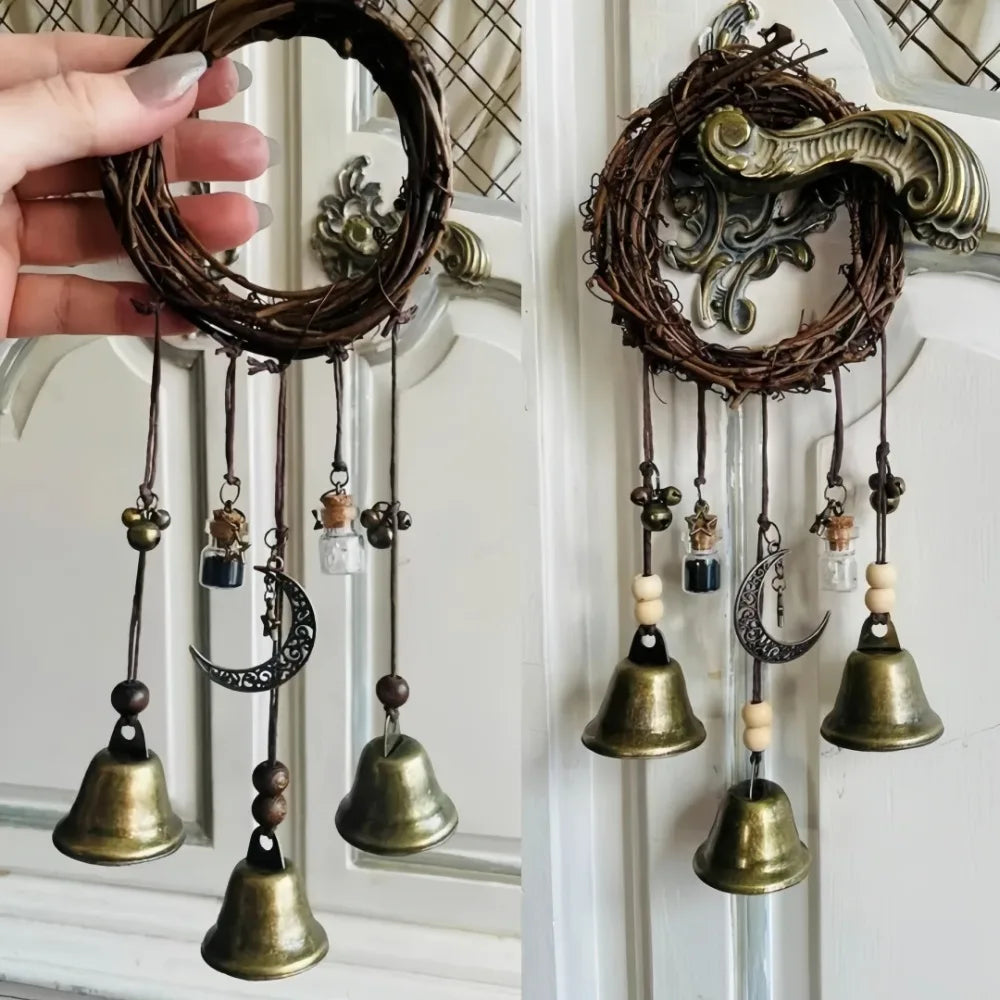 Witch Vine Bell Wind Chime – Rattan Door Knob Hanging Decor Wind Chime Pendant Axl