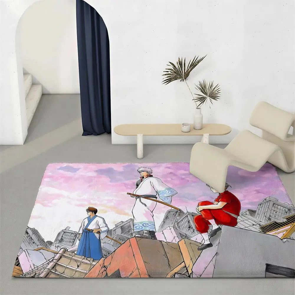 Anime Gintama Flannel Floor Mat – Non-Slip Soft Indoor Rug Anime Floor Mat Axl White3 40x60cm