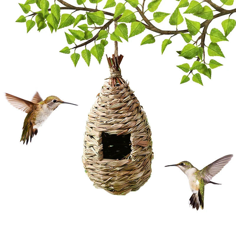 Handwoven Straw Bird Nest – Hanging Parrot Birdhouse Shelter Hanging Bird Nest Axl