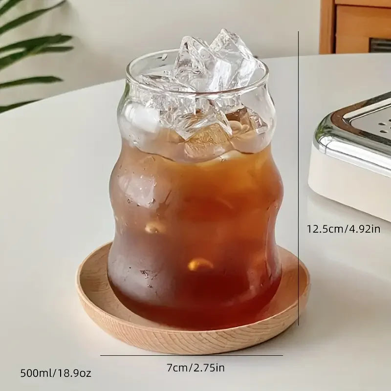 KEMORELA 500ml Heat-Resistant Striped Glass Tumbler Mug Glass Tumbler Axl black 401-500ml