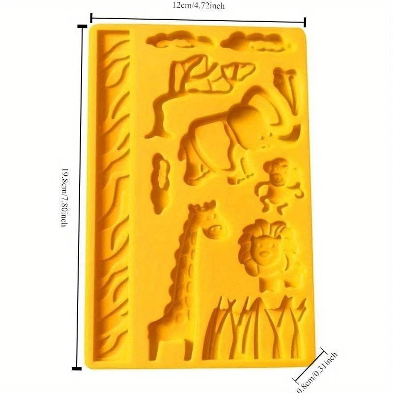 Zoo Animal Fondant Cake Mold – Silicone Embosser Baking Tool Fondant Cake Mold Axl