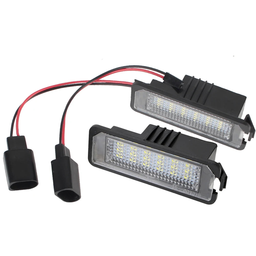 VW Golf Passat Polo 18SMD LED License Plate Lights 6500K – 2Pcs LED License Plate Lights Axl WHITE