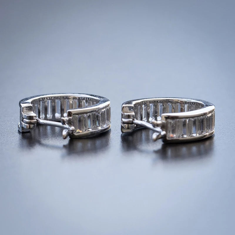 Huitan CZ Hoop Earrings – Silver & Gold Unisex Circle Hoops Hoop Earrings Axl