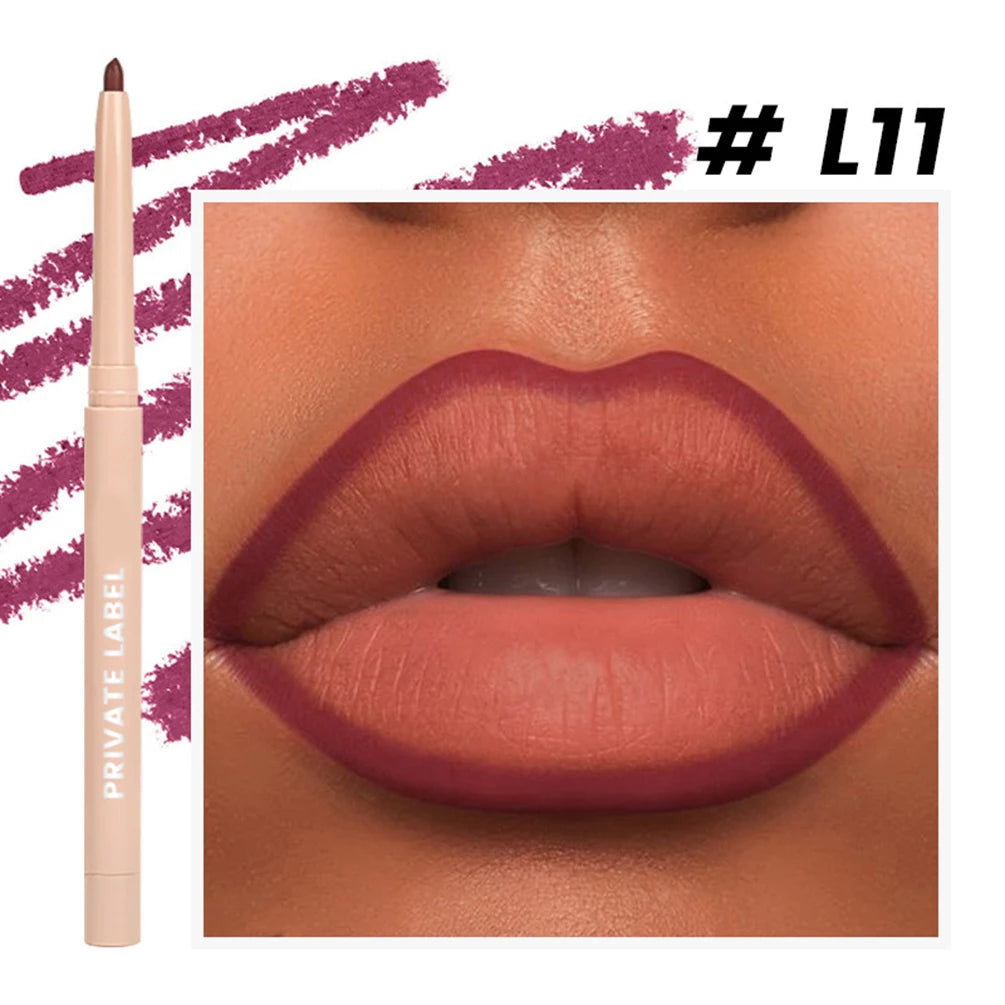 Vegan Waterproof Matte Lip Liner – Long-Lasting Nude Lip Pencil Matte Lip Liner Axl 11 30pcs with logo