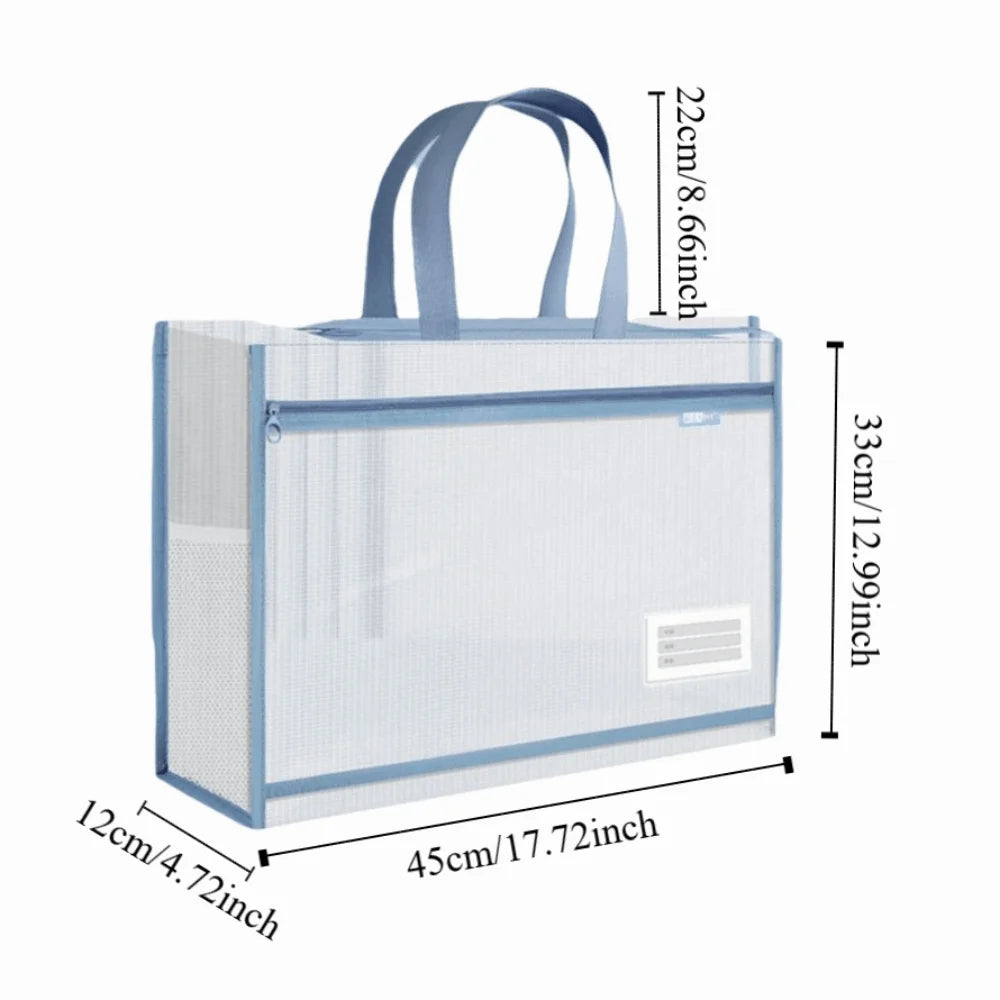A3 Mesh Art Bag – Waterproof Transparent Zip Shoulder File Bag Mesh Art Bag Axl