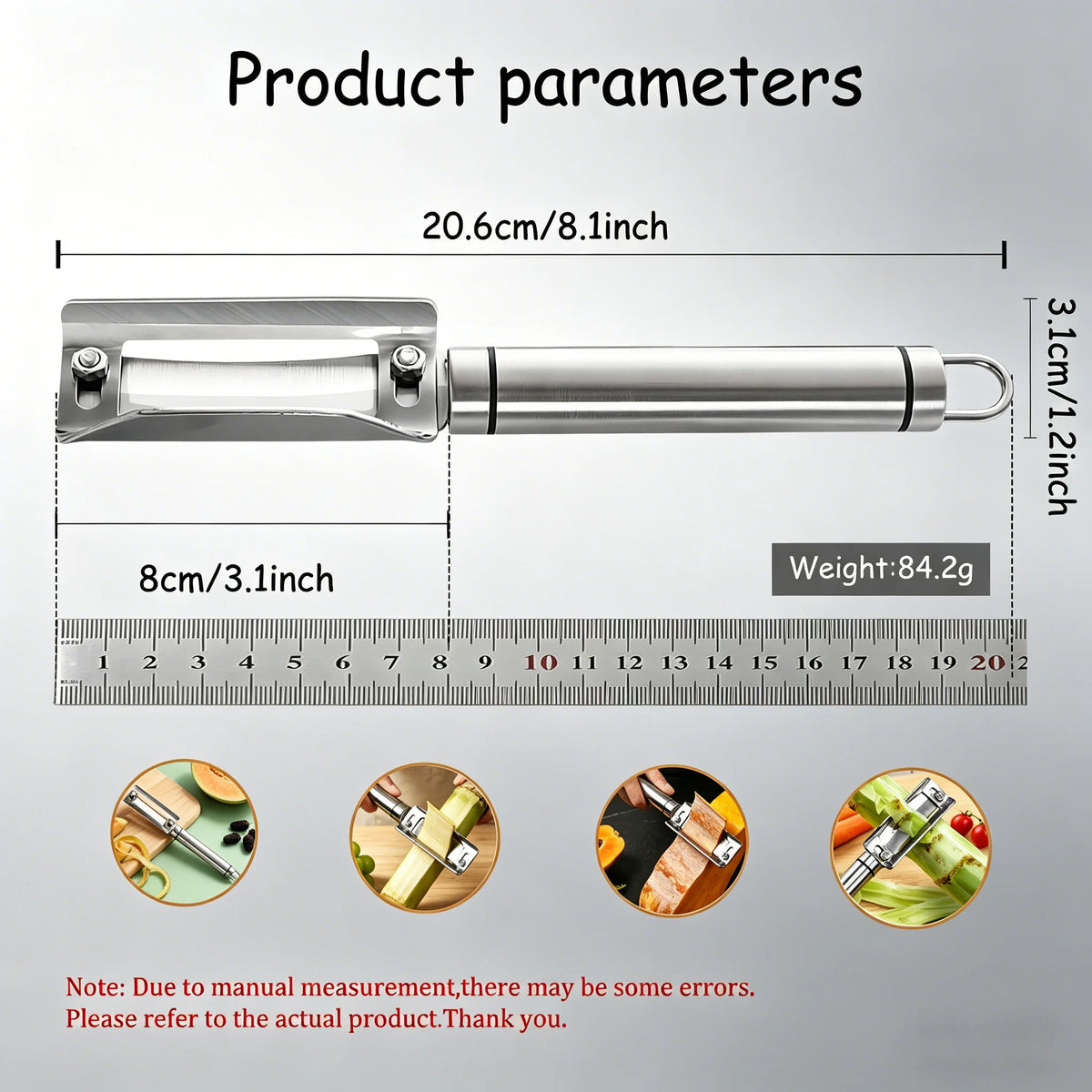 Stainless Steel Peeling Knife – Sugarcane, Pineapple & Veg Kitchen Peeling Knife Axl