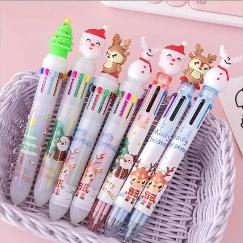 Kawaii Christmas Ballpoint Pens – Multicolor Novelty Biro Set Novelty Ballpoint Pens Axl