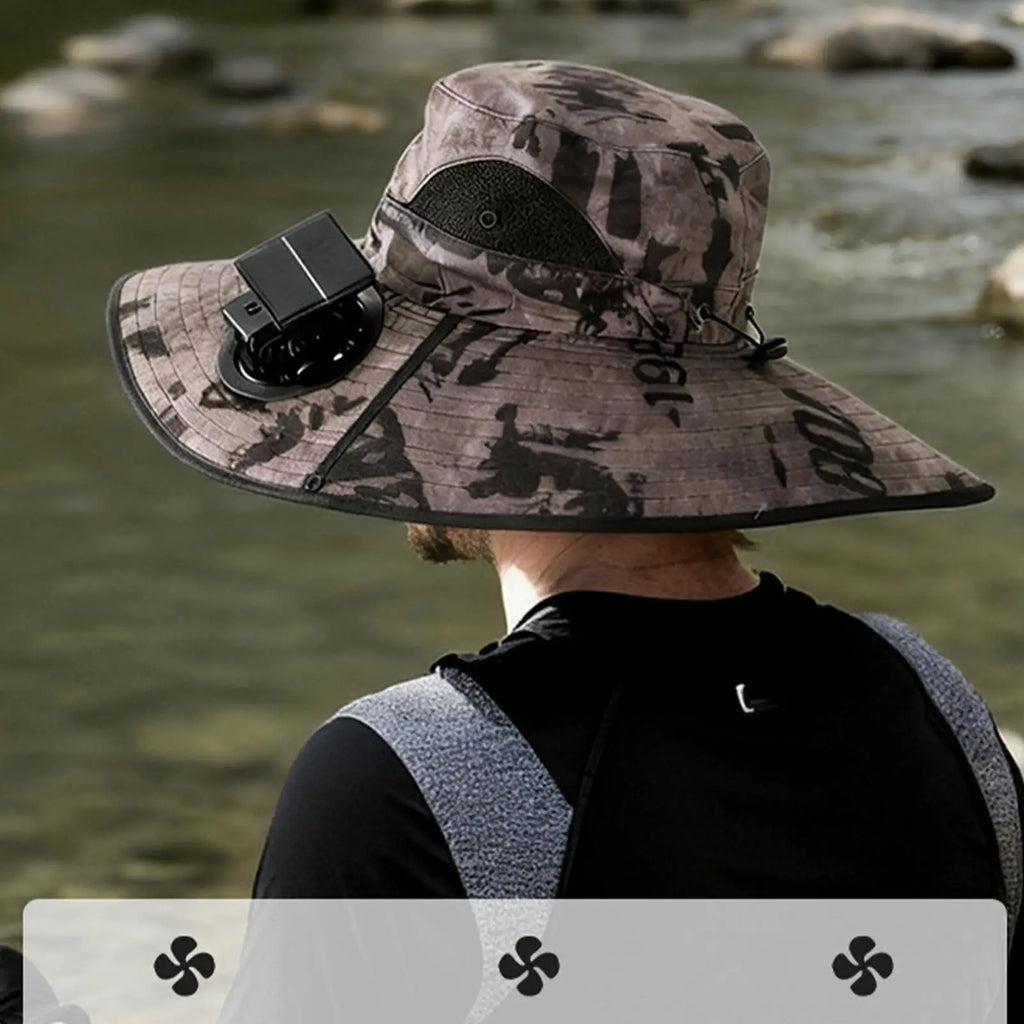 Solar Powered Fan Hat – 4-Head Wide Brim Sun Cap Outdoor Solar Fan Hat Axl