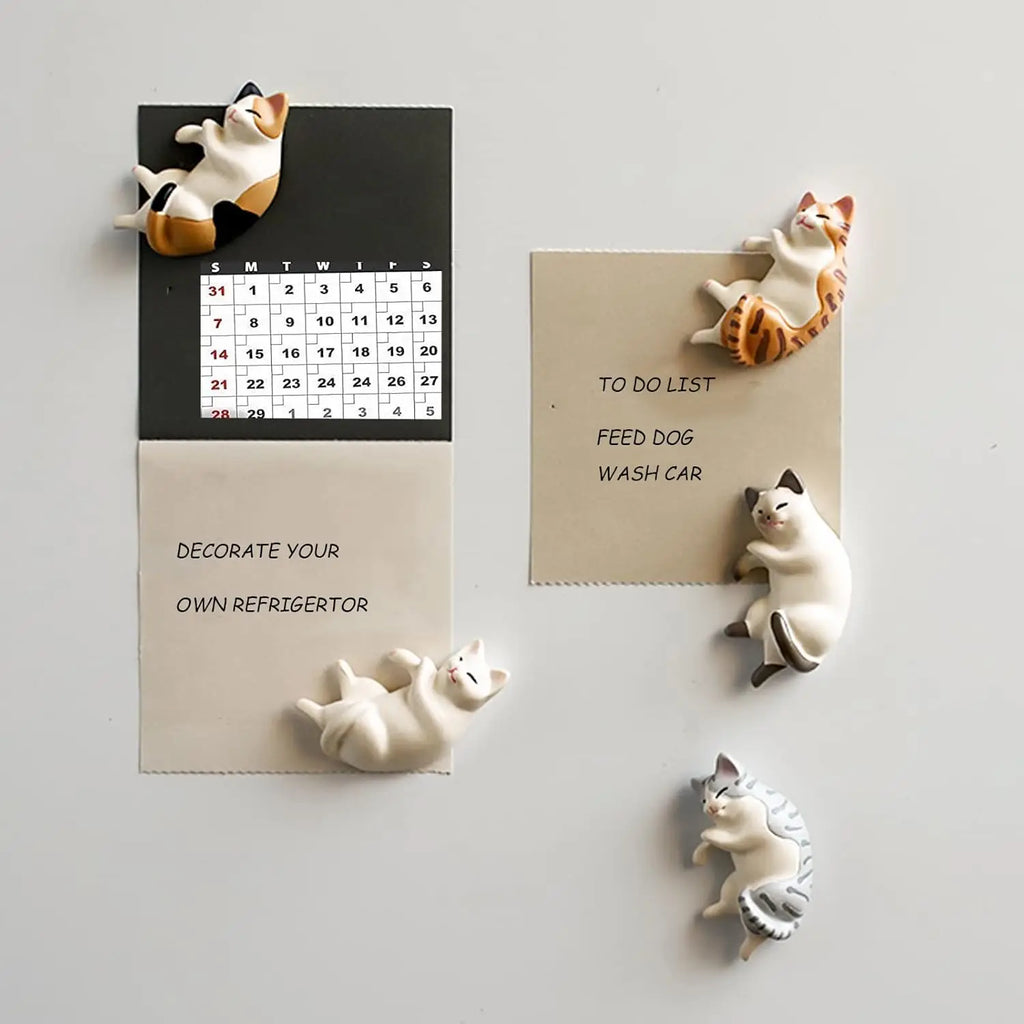 6-Pack 3D Cat Fridge Magnets – Cute Resin Kitty Magnet Set Decorative Magnets Axl