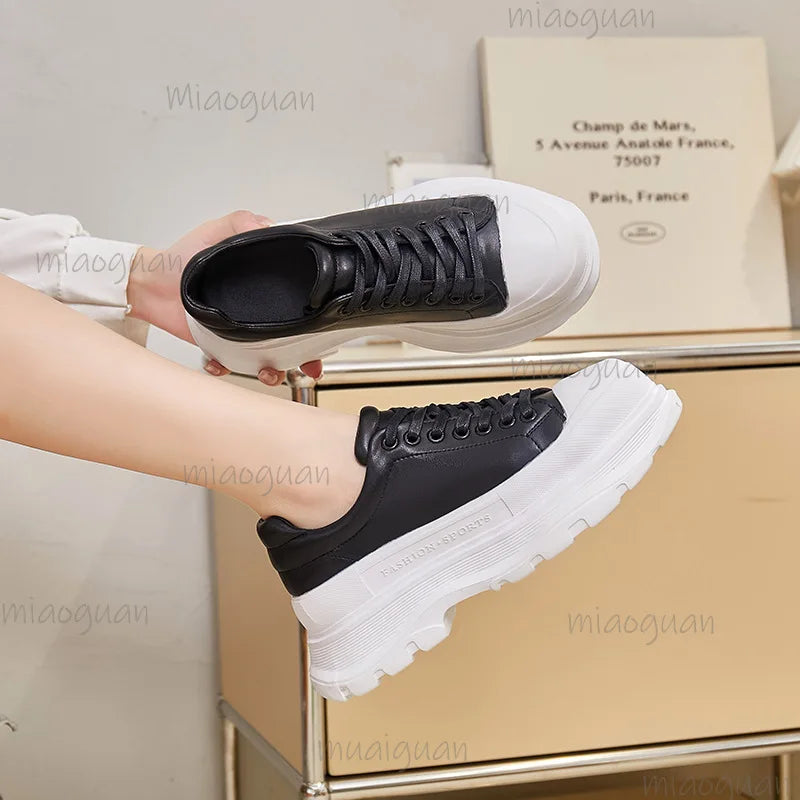 Women's Thick Sole Dad Sneakers – Lace-Up Fashion Sport Shoes Women's Sneakers Axl black 40