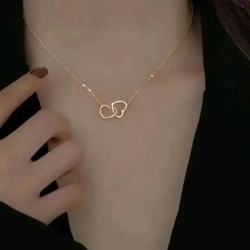 Huitan Double Heart Pendant Necklace – Women's Fashion Jewelry Pendant Necklace Axl