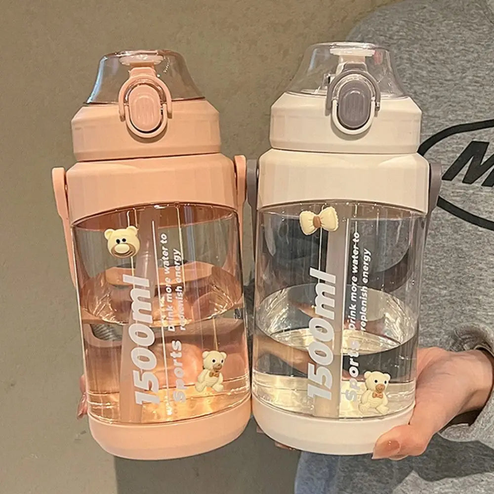 Large Sports Water Bottle with Straw, Handle & Time Marker Sports Water Bottle Axl