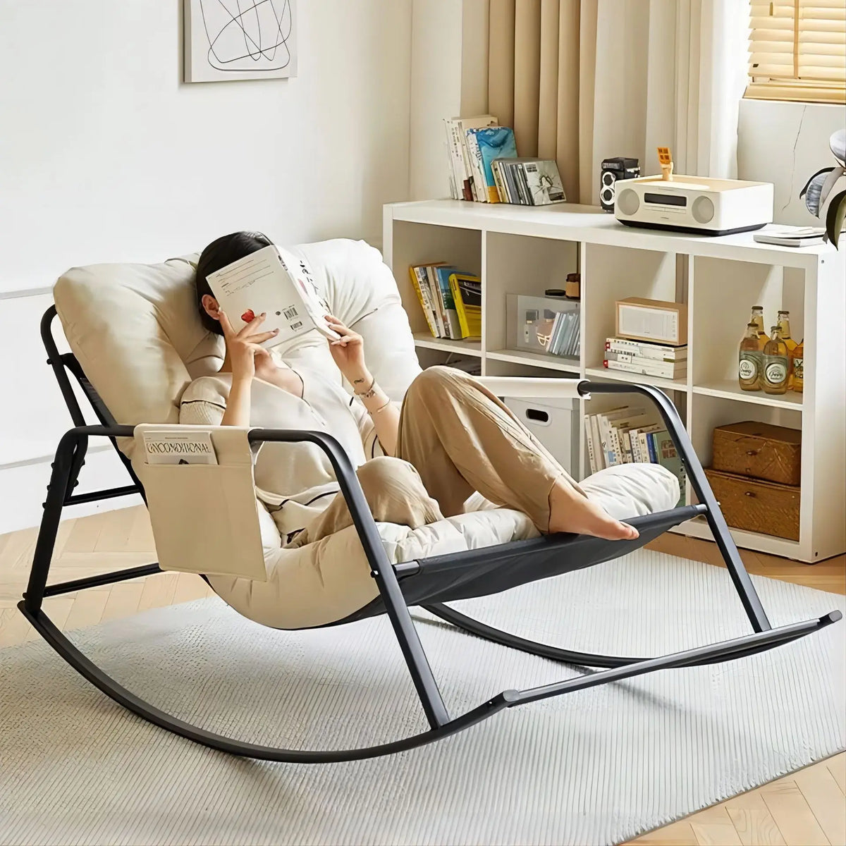 Oversized Double Rocking Chair – Sit & Recline Metal Frame Double Rocking Chair Axl